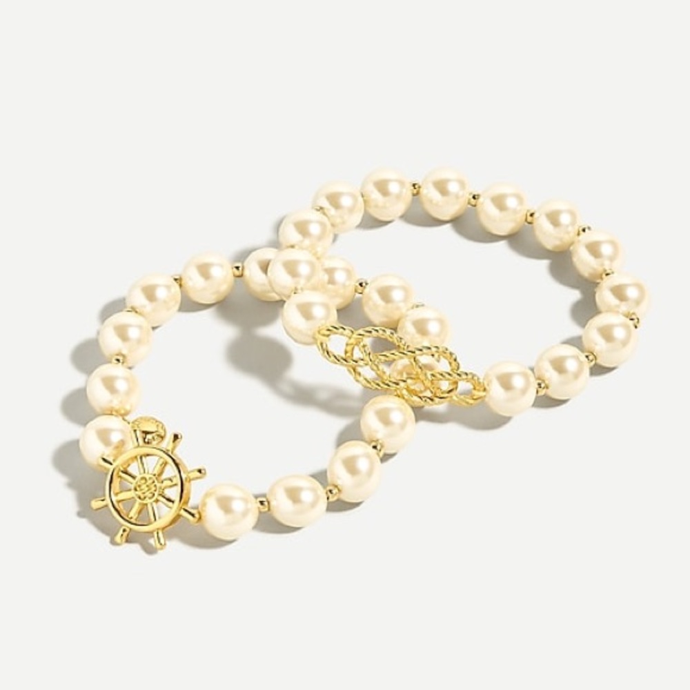 J Crew Nautical charm pearl bracelet set nwt